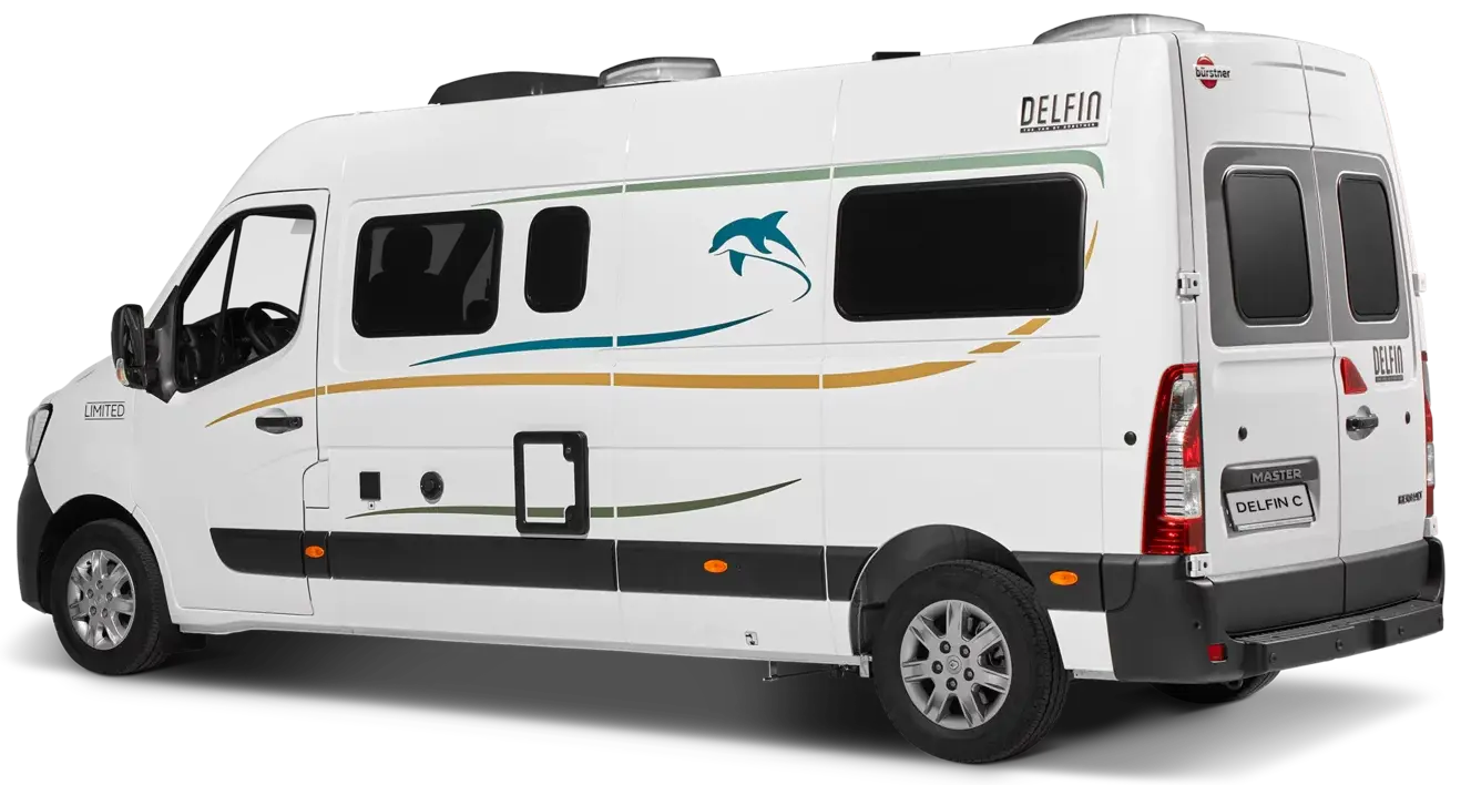 Ein Bürstner Delfin C 621 Wohnmobil von der Seite.