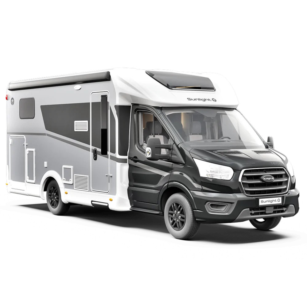 Teilintegriertes Wohnmobil von Sunlight auf Ford-Basis.