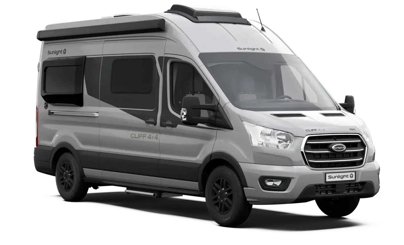 Sunlight Cliff 4x4 Campervan mit grauer Karosserie.